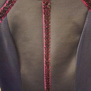 Gorgeous navy midi dress with black and pink beads